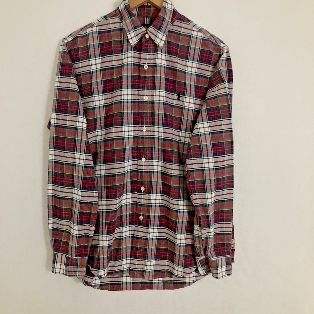 Ralph‎ Lauren Shirt Mens L Plaid Button Down Classic Pony Embroidered Preppy Ivy
